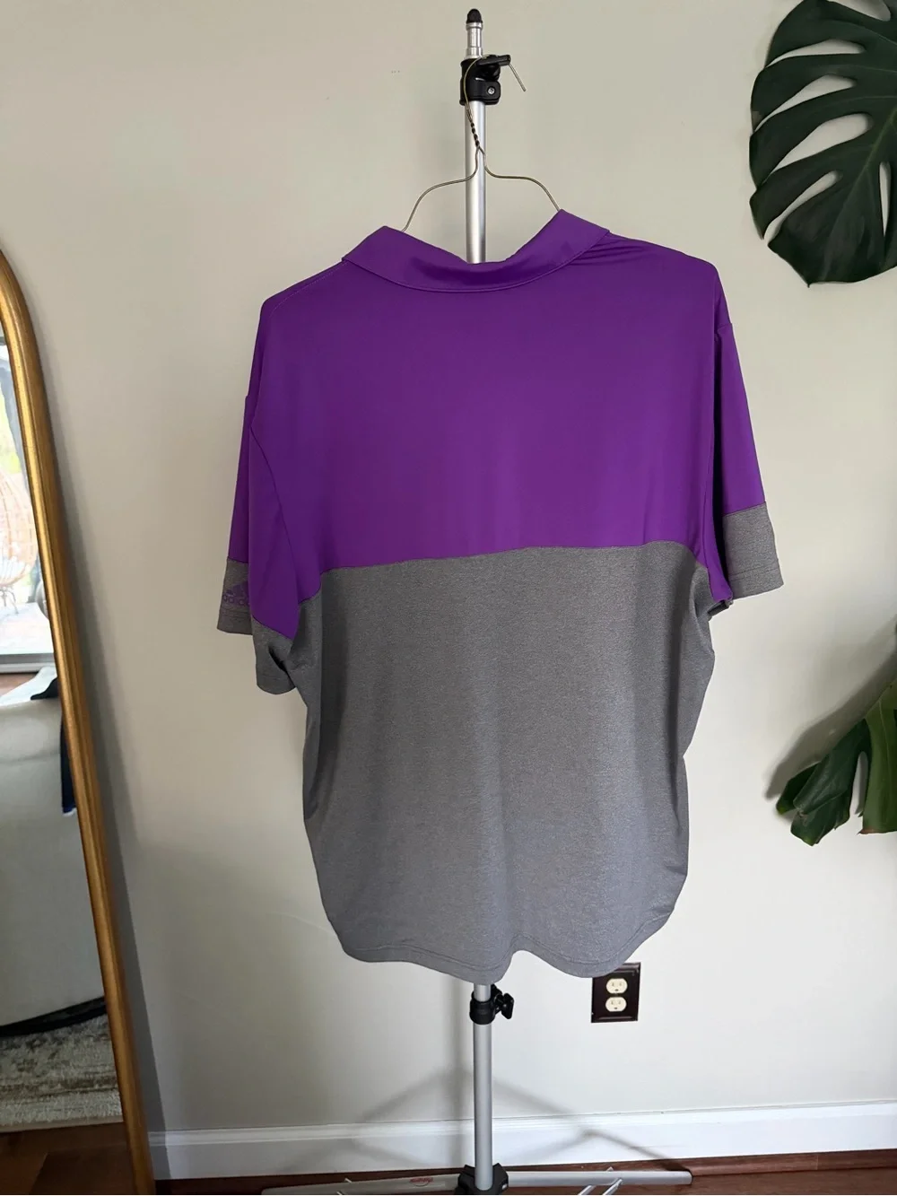 adidas Men’s Purple and Gray Colorblock Polo